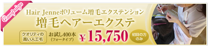 増毛ヘアーエクステ　400本（フォータイプ） 初回の方のみ\15,750